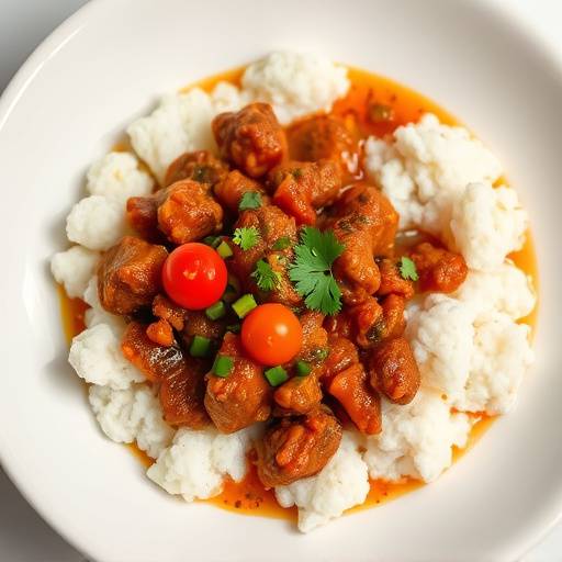 Image of Chakalaka with pap, a spicy vegetable relish served with maize porridge