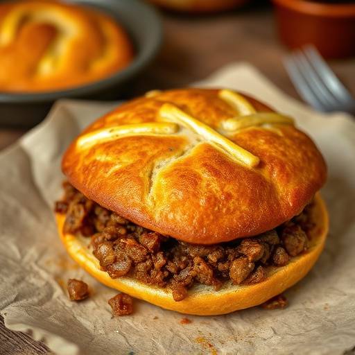 Image of Vetkoek, deep fried dough balls, with mince filling