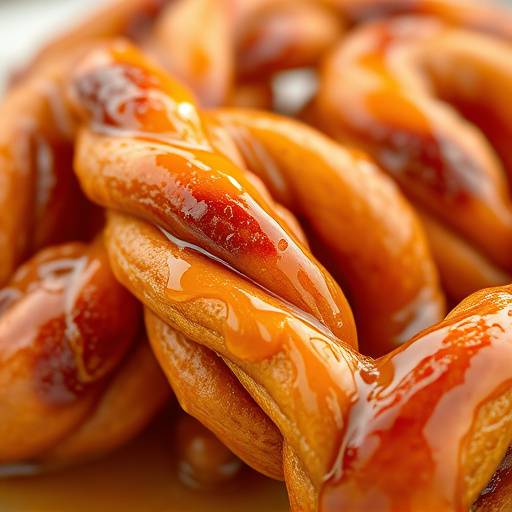 Koeksisters, a braided dough pastry, glistening with syrup.