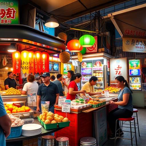 Various street food items displayed on a stall, representing street food.